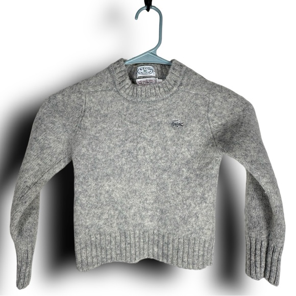 Lacoste Other - Lacoste Izod vintage 100% virgin wool children's sweater grey heather XS age 3-4